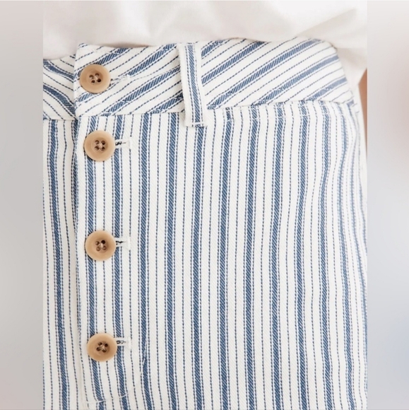 Madewell Emmett Wide Leg Crop Pants in Stripe Button Front Edition Size 29 - Picture 5 of 15